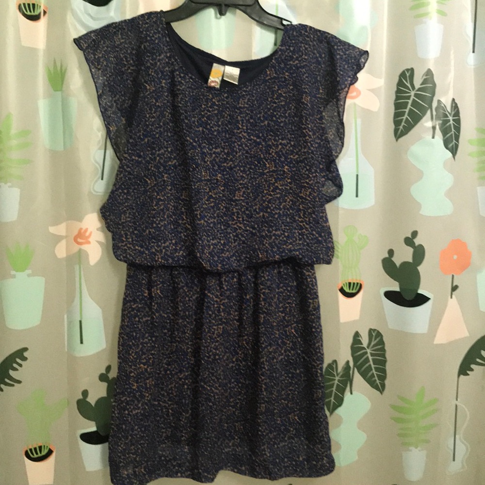 Mimi Chica Navy blue,tan and black print dress